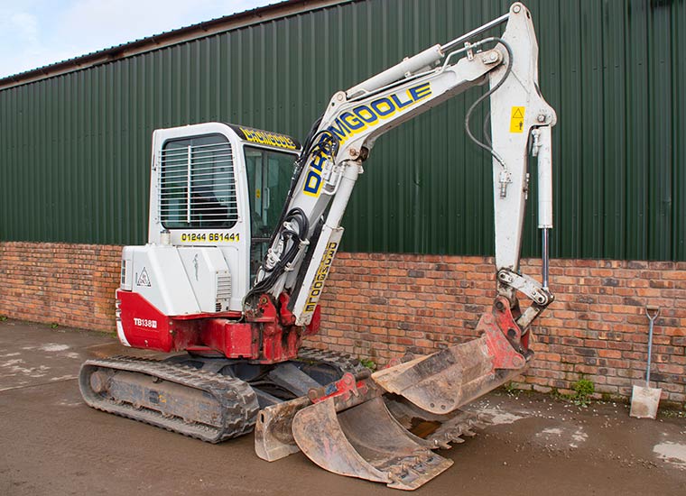 Dromgoole Fast and Reliable Plant Hire - Takeuchi 4 tonne TB138 machine has an operating weight of 3860kg