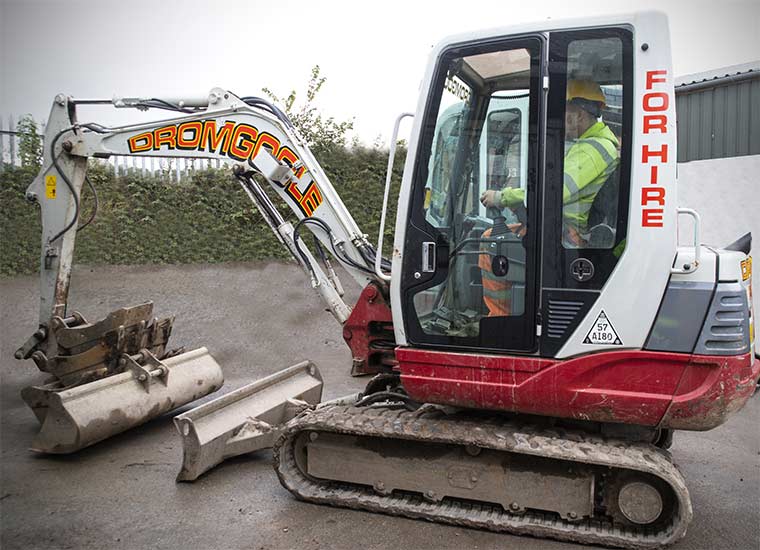 Dromgoole Fast and Reliable Plant Hire - Takeuchi 4 tonne TB138 machine has an operating weight of 3860kg